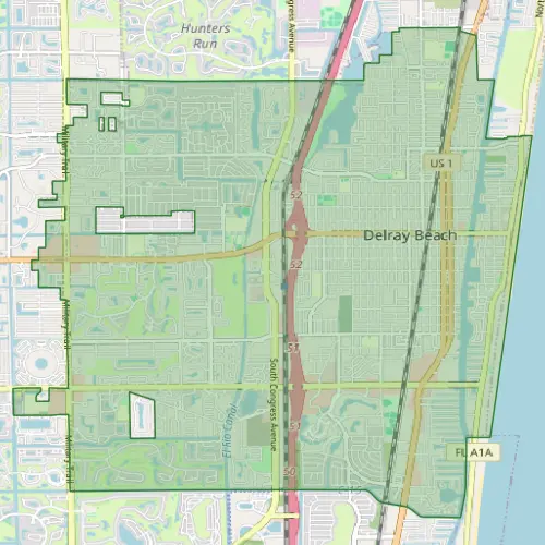 Delray Beach pest control service area map showing coverage zones in South Florida