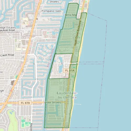 Service area map showing Lauderdale-by-the-Sea and coastal Broward County neighborhoods for pest control coverage