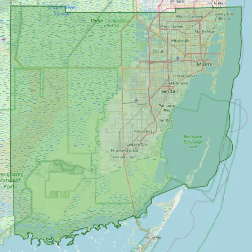 Topographic Map of South Florida Region